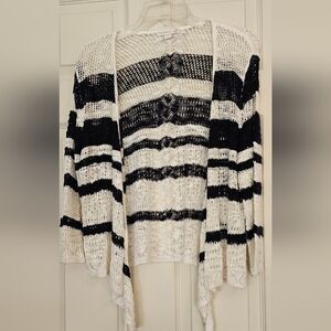 Crochet Cardigan Sweater Navy White XL Westport 1962
